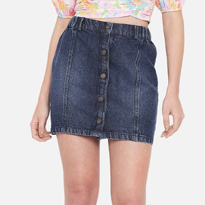 Nouveau été mode tenue décontracté bouton Logo personnalisé femmes jupes courtes en jean femmes Mini jupe 2025 OEM entretenu - Product Image 4