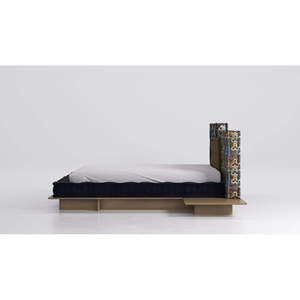Cama con plataforma Kenzo Mah Jong, diseño moderno y elegante con cama tapizada suave, muebles de dormitorio contemporáneos con almacenamiento - Product Image 4