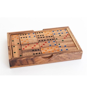 Juego de dominó de madera doble 56 con caja de madera personalizable Opciones al por mayor a granel disponibles para cajas de manualidades de madera Letreros de pared - Product Image 1