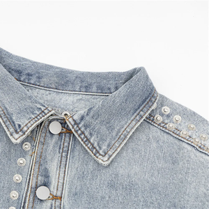 Veste en jean recadrée délavée à l'acide pour hommes - Product Image 3