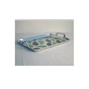 Plato de bandeja de servicio de Metal de hoja decorativa de lujo en plato de fruta de aluminio de diseño moderno para bandeja de madera de cocina - Product Image 4