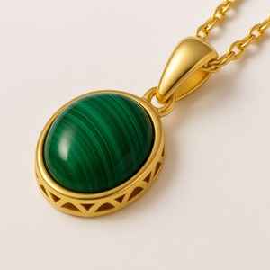 Malachite minimaliste élégante pendentif en argent sterling massif 925 naturel plaqué rhodium bijoux de déclaration indiens - Product Image 4