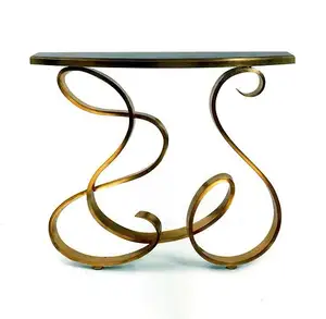 北欧现代风格金色成品豪华吊桌热卖不锈钢控制台桌