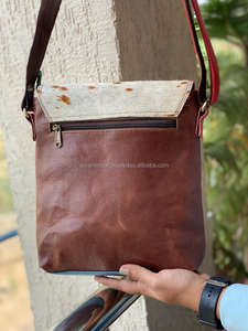 Nouveau véritable cuir recyclé fait à la main couleur trapue sac à main occidental cheveux sur sac à main en peau de vache femmes élégant Multi couleur sacs à bandoulière - Product Image 5