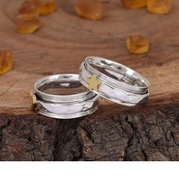 Bague en argent sterling 925 coeur et étoile Spinner pour femme martelée Boho méditation bande étroite Fidget anneau anniversaire fait à la main