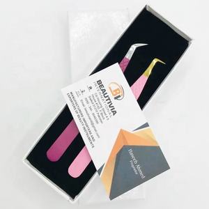 Pince à épiler d'extension de cils de volume en acier inoxydable durable forte adhérence Logo personnalisé lavande/rose bébé avec pointe pointue - Product Image 5