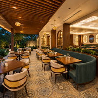 Silla de Mimbre Estilo Español para Comida Rápida, Asiento Tapizado en Tela, Muebles de Madera para Comedor, Cafetería, Sofá para Proyectos de Restaurantes