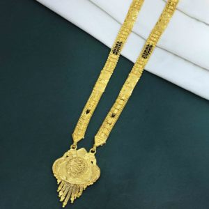 Venta al por mayor 24K formando colgante chapado en oro Mangalsutra, joyería de boda india tradicional, colgante largo lleno de oro Mangalsutra. - Product Image 4