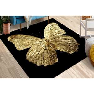 Tapis imprimé papillon doré, tapis fin non tissé, luxe, art moderne, animal 3D, cadeau, salon, animal de compagnie - Product Image 3
