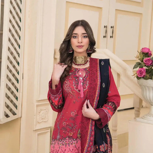 Robe d'été pour femmes de style indien et pakistanais Salwar Kameez fabriquée à partir de coton suisse/vêtements islamiques pour pelouse - Product Image 1