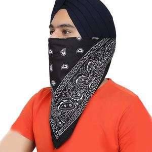 Wholesale Adults Hip Hop Style Breathable Cotton <b>Bandana</b> Slippers with Paisley Flower Design Black Color - Product Image 2