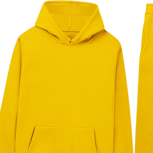 Conjunto Deportivo de Sudadera con Capucha Amarilla y Pantalones Jogger para Hombre y Mujer, Ropa Deportiva Casual de Invierno, Venta al Por Mayor de Fábrica, Logotipo Personalizado OEM - Product Image 4