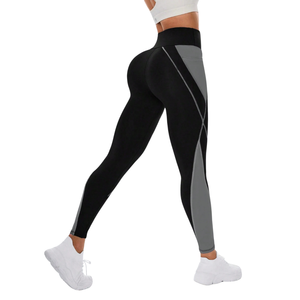 Leggings de yoga taille haute pour femmes, color block, avec poche pour téléphone, en tricot doux et extensible, pour la gym, la course et les activités sportives - Product Image 2