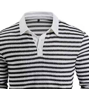 Polo de Punto a Rayas para Hombre, Diseño Nuevo 2026, OEM, Manga Larga, Diseño Personalizado, Opciones de Talla y Color Disponibles - Product Image 5