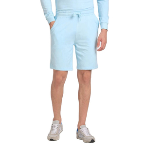 Shorts Bermuda en Coton Bleu Clair pour Homme, Taille Mi-Haute, Cordon de Serrage, Couleur Unie, Tricoté, Respirant, avec Poches - Product Image 1