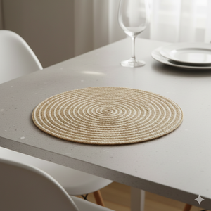 Manteles Individuales Redondos Trenzados de Algodón de 15 Pulgadas, Estilo Floral Moderno, Ecológicos, Antibacterianos, Personalizables para Uso Doméstico - Product Image 1