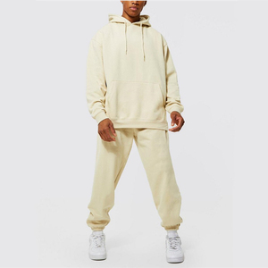 Logo personnalisable 100% coton hiver grande taille French Terry imprimé survêtements deux pièces survêtement pour hommes - Product Image 4