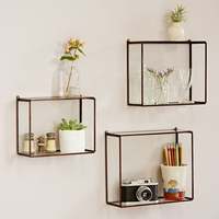 Moderne houten dubbele wandplank, zwevend, extra stevig, voor kruiden, handdoeken, toiletpapier, bloempotten, opbergruimte, badkamer, keuken