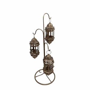 Juego de 2 linternas cuadradas de hierro y vidrio con mango, Color dorado, tamaño pequeño, para acampada, Decoración de mesa y hogar - Product Image 5