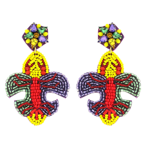 Belles boucles d'oreilles brodées perlées avec un design inspiré du festival comportant des motifs complexes fabriqués à partir de 100% perles de verre - Product Image 6