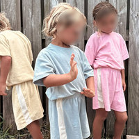 Vêtements pour enfants personnalisé été garçons filles goutte épaule éponge éponge surdimensionnés t-shirt short ensemble deux pièces bébé vêtements ensembles