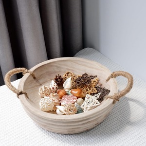 Cuenco de madera tallada para centro de mesa decoración rústica hecha a mano para cocina, comedor y sala de estar DE LA India - Product Image 1