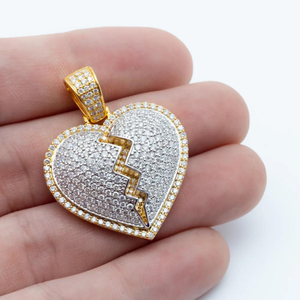 Estilo de moda Corazón roto Hip Hop Encanto Colgante Joyería de moda 14K Oro Mossanite VVS Diamante - Product Image 5