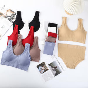 Ensemble <span class=keywords><strong>soutien</strong></span>-<span class=keywords><strong>gorge</strong></span> push-up et culotte pour femme avec logo personnalisé, multicolore, rembourrage amovible, <span class=keywords><strong>sans</strong></span> armatures, respirant, en <span class=keywords><strong>coton</strong></span>, décolleté plongeant en U profond, lingerie - Product Image 2