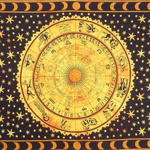 Zodiac Sunsign plaine teint coton tapisserie double taille belle astrologie tenture murale décor à la maison à la main par des expéditeurs indiens - Product Image 4