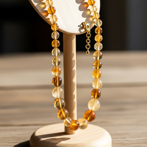 Women's 18-Inch Natural <b>Citrine</b> Stone Beaded <b>Necklace</b> Tibetan Silver 10K Gold Plated Geometric Design Trendy Gift Jewelry - Product Image 5