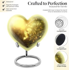 Urna voladora con palomas-Urna en forma de corazón para cenizas humanas, urna de 10 pulgadas, - Product Image 3