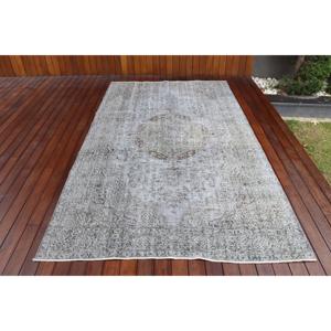 Grand tapis vintage, tapis turc de 5,2 x 8,9 pieds, tapis en laine gris ombré - Product Image 1