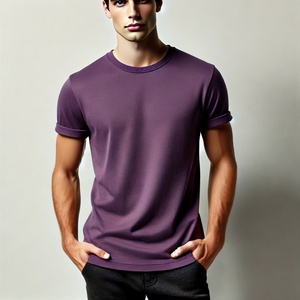 T-shirts pour hommes imprimés sur mesure avec logo sur le devant Col roulé Coupe normale 100% coton Respirant Style décontracté Motif solide - Product Image 4