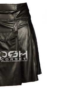 COSH KILTS Black <b>Leather</b> Club and Fashion Wear Kilt High Quality <b>Bondage</b> and Fetish Customized Kilt - Product Image 4