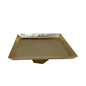 Iron Decorative Square Cake Stand With Folding Base Gold Colour Serving Cake Stand For Wedding & Table Top Decor