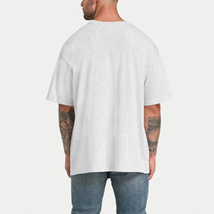 2025 artículo de tendencia 100% algodón haither gris camisetas para hombres logotipo impreso de pantalla personalizada suelta ajuste transpirable camiseta para hombre - Product Image 5