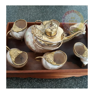 Venta al por mayor hecho a mano de Madre de perla tetera y Shell Cup Set Premium Tea Set para restaurantes y resorts - Product Image 4