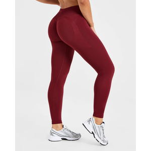 Servicio OEM, Mejor Precio del Fabricante, Leggings Personalizadas para Mujer con Logotipo en la Cintura, Ropa de Yoga Profesional, Mallas Color Marrón Sólido - Product Image 1