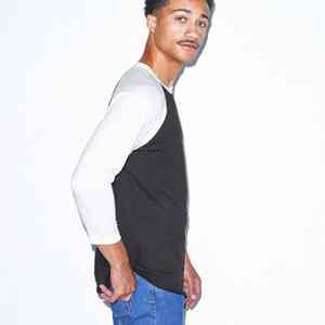 T-shirt Raglan vierge à col rond à manches longues pour hommes t-shirt de baseball à col rond en coton décontracté - Product Image 5