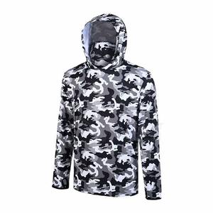 100% poliéster UPF 50 + SPF UV Camo pesca camisas de manga larga al aire libre sudaderas con capucha con máscara de cuentas establece estilo - Product Image 1