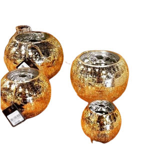 ชุดชามดีไซน์ทรงกลม4ชิ้นชามอลูมิเนียมชุบทองให้บริการอาหารผลไม้ชามเซรามิกฟรี - Product Image 1