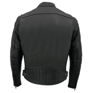 Chaqueta de moda de cuero de motocicleta clásica negra para hombres hecha de cuero de vaca - Product Image 2