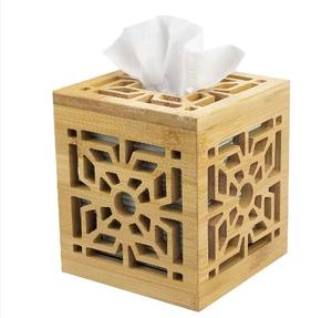 Caja de pañuelos de madera rectangular de lujo creativa, cubierta de Metal elegante, revestimiento en polvo/acabado dorado, diseño personalizable para hoteles - Product Image 2