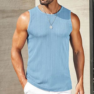 Camiseta sin mangas de alta calidad para hombre, ropa de fitness hecha de algodón de secado rápido con camiseta sin mangas de punto informal para hombre - Product Image 4