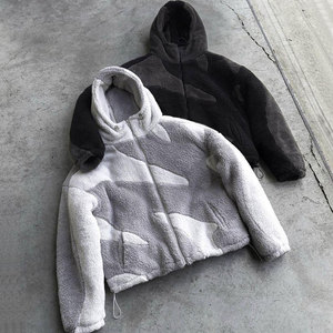 Chaqueta de Forro Polar Sherpa con Capucha para Exteriores, Diseño Personalizado, Estampado de Patchwork, Camuflaje, Cierre de Cremallera, para Parejas, Ropa de Invierno - Product Image 1