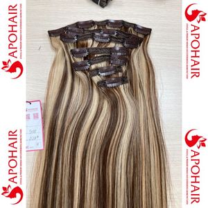 Extensions brésiliennes naturelles lisses, cheveux crus, mélange de couleurs piano, clip-ins, apohair, jessie - Product Image 4