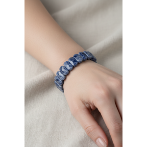 <b>Sodalite</b> Natural Stone Wide Cut <b>Bracelet</b> - Product Image 6