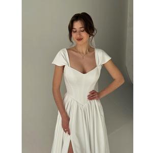 Robe de mariée à épaules dénudées Robe de mariée modeste A-ligne - Product Image 6