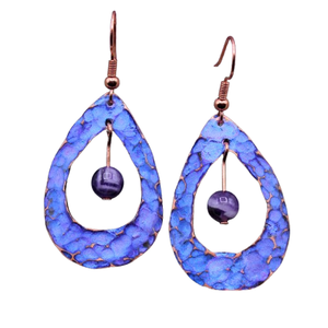 Festival DE LA Feria DE LA Industria DE LA Joyería, Pendientes 2025, Joyería Notable, Pendientes de Hoja de Colores Martillados, Vestido de Traje Negro, Joyería de Cobre - Product Image 6