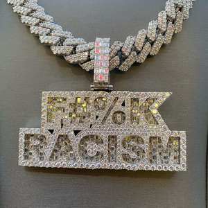 Colgante de eslabones chapado en plata 925 con diamantes VVS, joyería brillante personalizada para hombre, pasa la prueba del probador de diamantes - Product Image 2